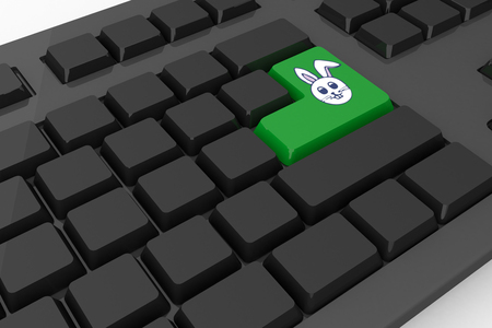 PE047_easter_02_bs_nf against black keyboard with green keyの写真素材