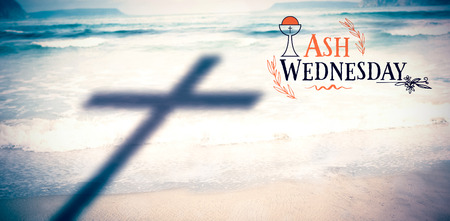 Easter message against sea against skyの写真素材