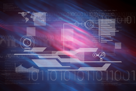 Digital target over computing design on black backgroundの写真素材