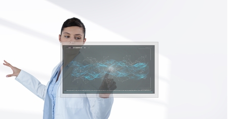 Digital composite of Doctor at the hospital working with tactile screen
