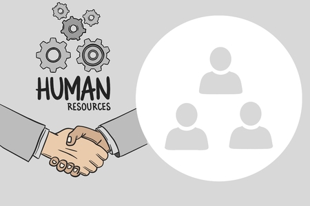 Digital composite of Digitally generated image of human handshake with various iconsの写真素材