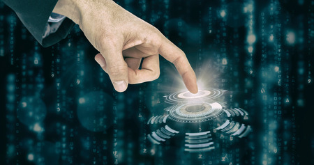 Businessman gesturing against composite image of volume knobの写真素材