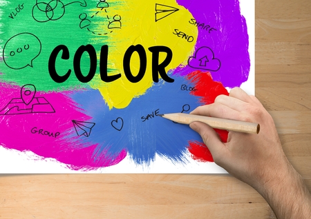 Digital composite of Color graphic on a paper. hand drawing it