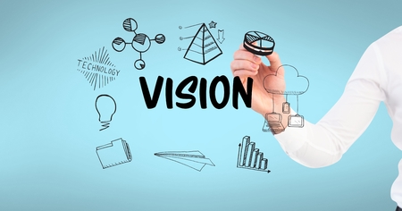 Digital composite of People with work business ideas graphic drawings