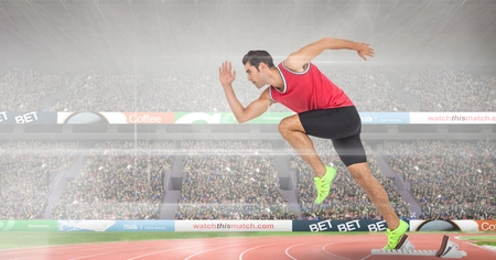 Digital composite of Composite image of man at sportの写真素材