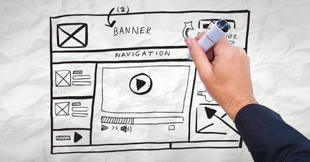 Digital composite of People with work business ideas graphic drawings
