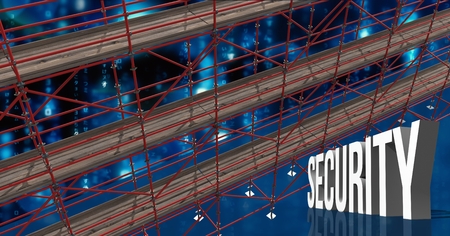 Digital composite of Security Text with 3D Scaffolding