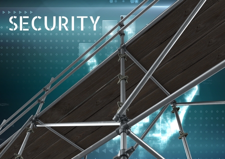 Digital composite of Security Text with 3D Scaffolding and interfaceの写真素材