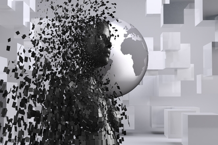 Digital composite of Composite image of digital body against worldの写真素材