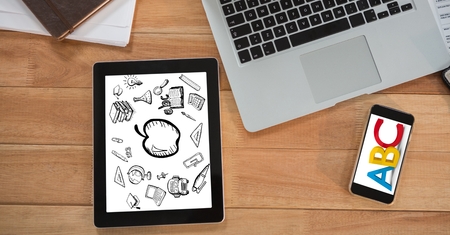 Digital composite of Education graphics on technologiesの写真素材