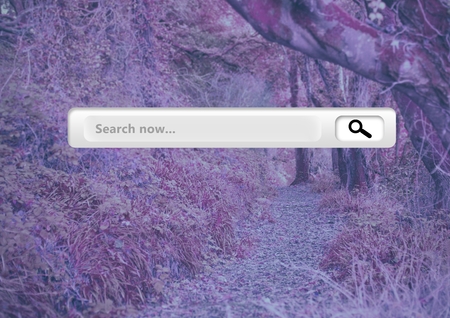 Digital composite of Search Bar with pink pink forest mysterious background