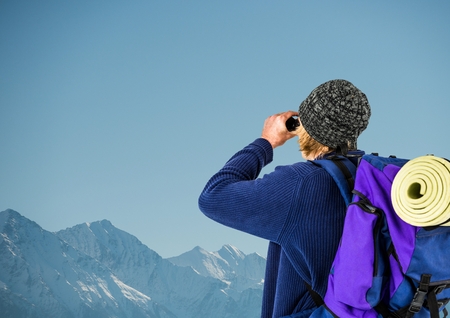 Digital composite of noviulid mountain travel, seeing vihbinocularの写真素材