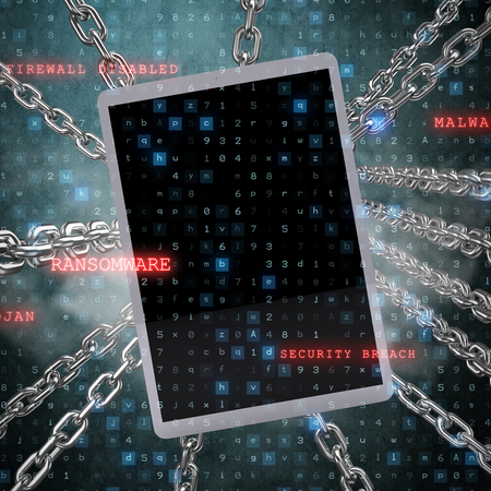 Virus background against blue backgroundの写真素材