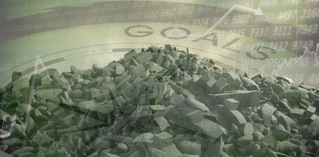 Grey rocks  against goals text with graphs and navigational compassの写真素材