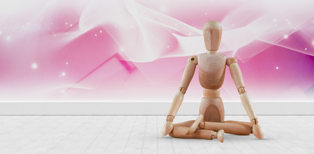 Pink lights against white background against gray flooring and wallの写真素材