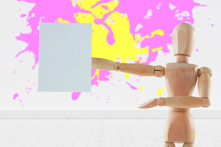 Colourful paint splashes against gray flooring and wallの写真素材