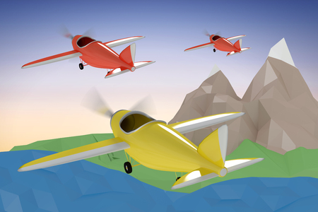 Composite image of plane icon against purple and orange skyの写真素材