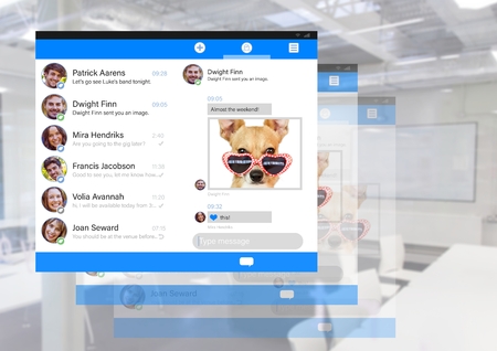 Digital composite of Social Media Messenger App Interfaceの写真素材