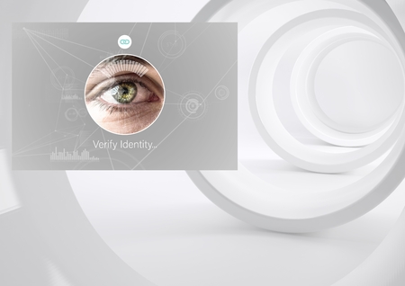 Digital composite of Identity eye Verify App Interface