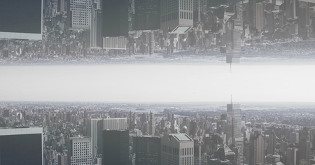 Digital composite of Digital composite image of upside down city