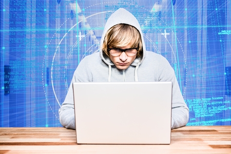 Digital composite of hacker