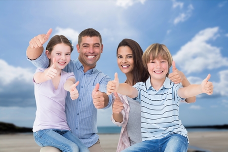 Digital composite of family outdoorsの写真素材