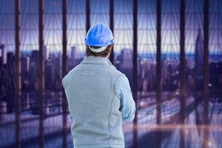 Digital composite of architect torsoの写真素材