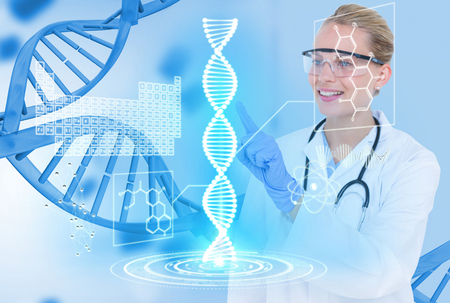 Digital composite of Medical models with DNA graphics or backgroundsの写真素材