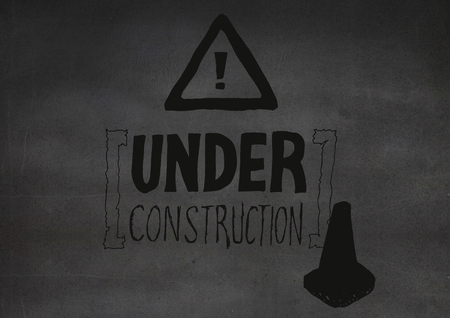 Digital composite of Grey wall with construction doodleの写真素材