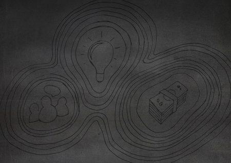 Digital composite of Grey wall with business doodleの写真素材