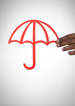 Digital composite of Cut out of umbrella in handの写真素材