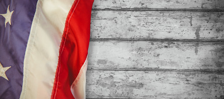 US flag against wood backgroundの写真素材