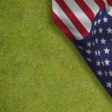US flag against green backgroundの写真素材