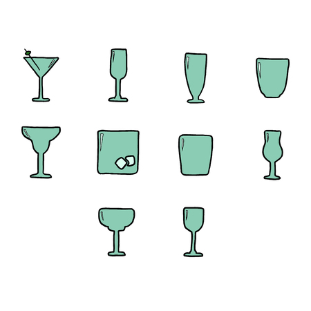 Vector set of various drink glassesのイラスト素材