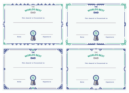 Vector icon set of best dad certificate against white backgroundのイラスト素材