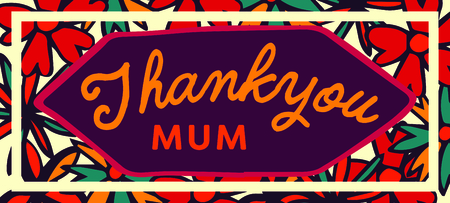 Vector of mothers day card with thank you mum messageのイラスト素材