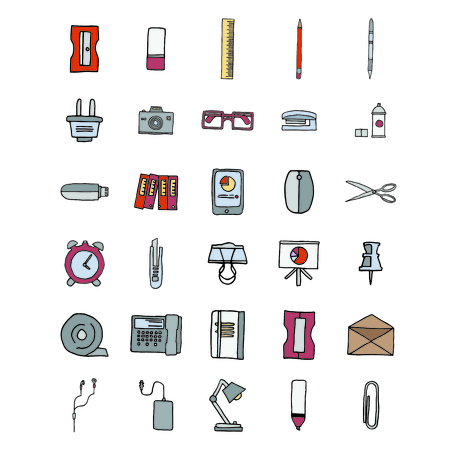 Vector icons set of office against white backgroundのイラスト素材
