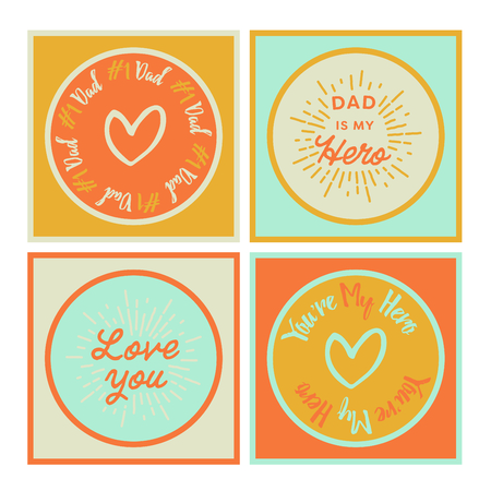 Vector set of greeting card of fathers day on white backgroundのイラスト素材