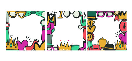 Vector set of fathers day icon frame on white backgroundのイラスト素材