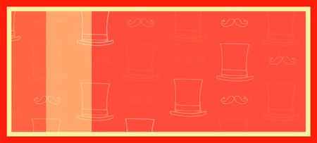 Vector icon of hat and moustache on greeting card against red backgroundのイラスト素材