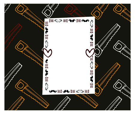 Vector of card with saw design on brown backgroundのイラスト素材