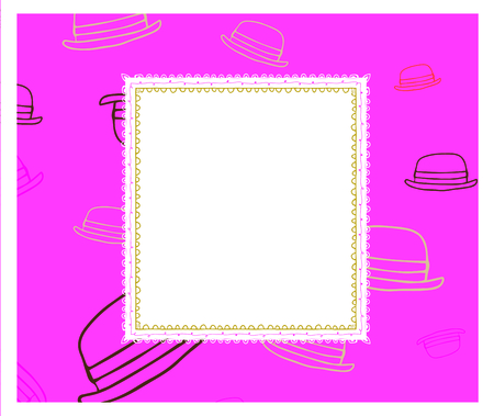 Vector of card with hat design on pink backgroundのイラスト素材