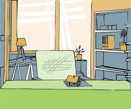 Illustration of interior of cabin at officeのイラスト素材