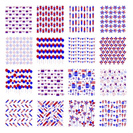Card with various vector icons of independence day against white backgroundのイラスト素材
