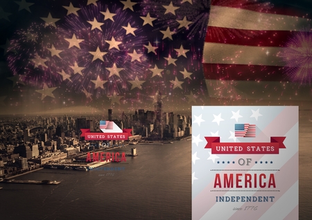 Digital composite of Composite image of United State for the independence dayの写真素材