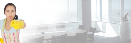 Digital composite of Cleaner with bright backgroundの写真素材