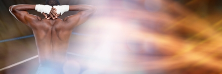 Digital composite of Boxer fighter man with transition 3dの写真素材