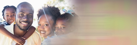 Digital composite of Family piggy back outside motion blur transition 3d