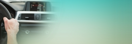 Digital composite of Person in car with transition copy space effectの写真素材