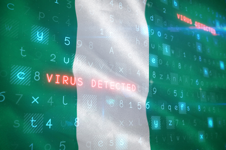 Virus background against digitally generated nigerian 3D national flagの写真素材